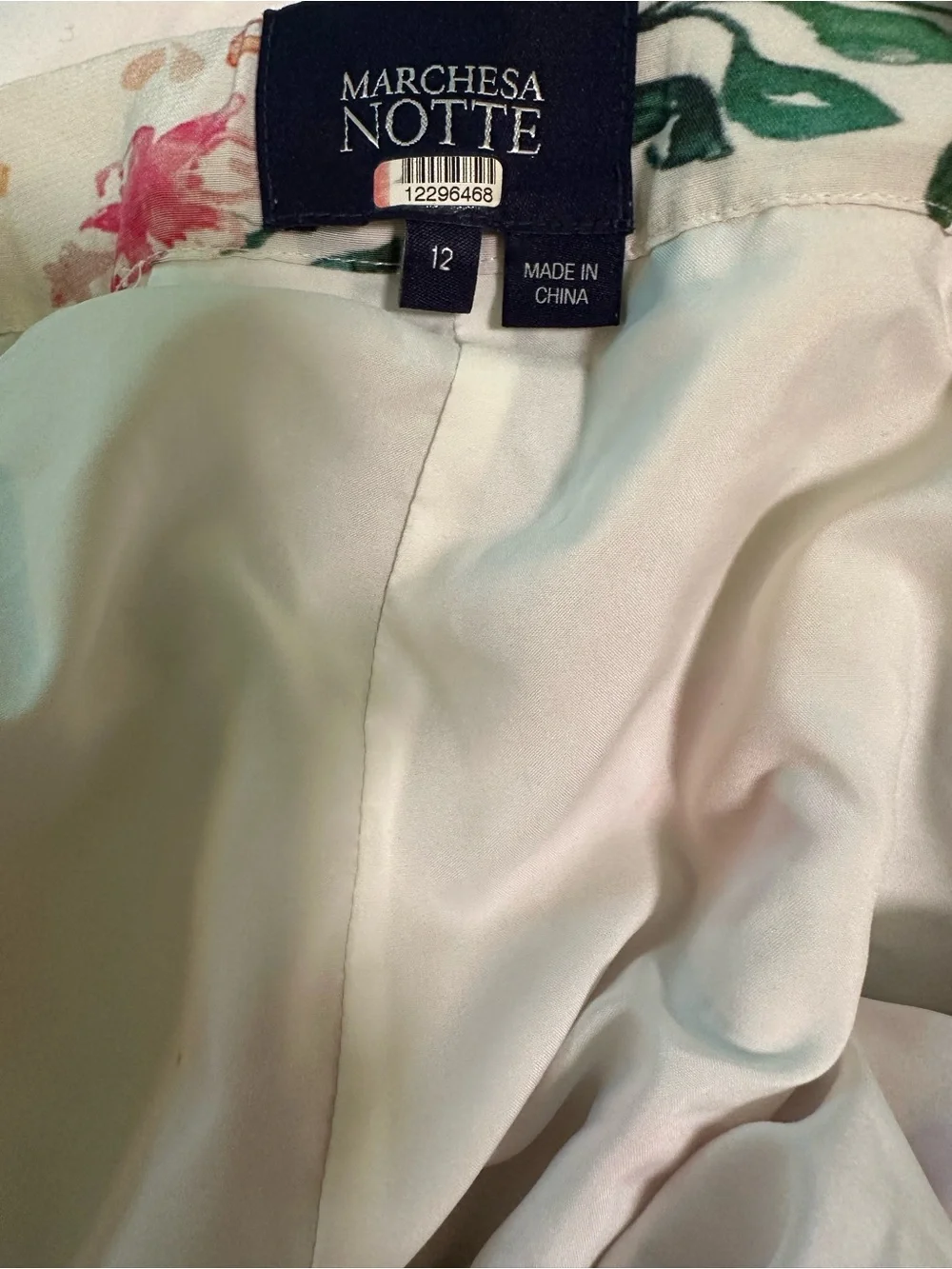 Marchesa Notte Floral Skirt/Like/ Culottes in White with Pink and Green Accents